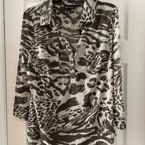 Inc International Concepts Womens Sheer Blouse with Camisole XL camouflage Top